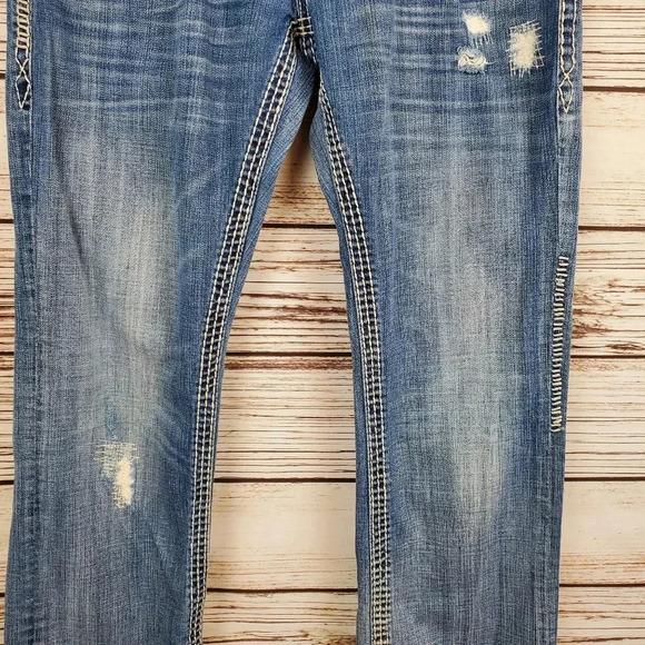 Rock Revival Men's 32x32 Brant Straight Leg Disterssed Jeans Buckle Exclusive - Picture 3 of 12